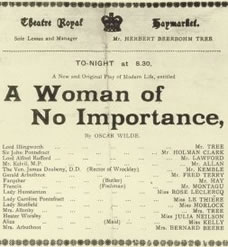 A Woman Of No Importance - program from 1890